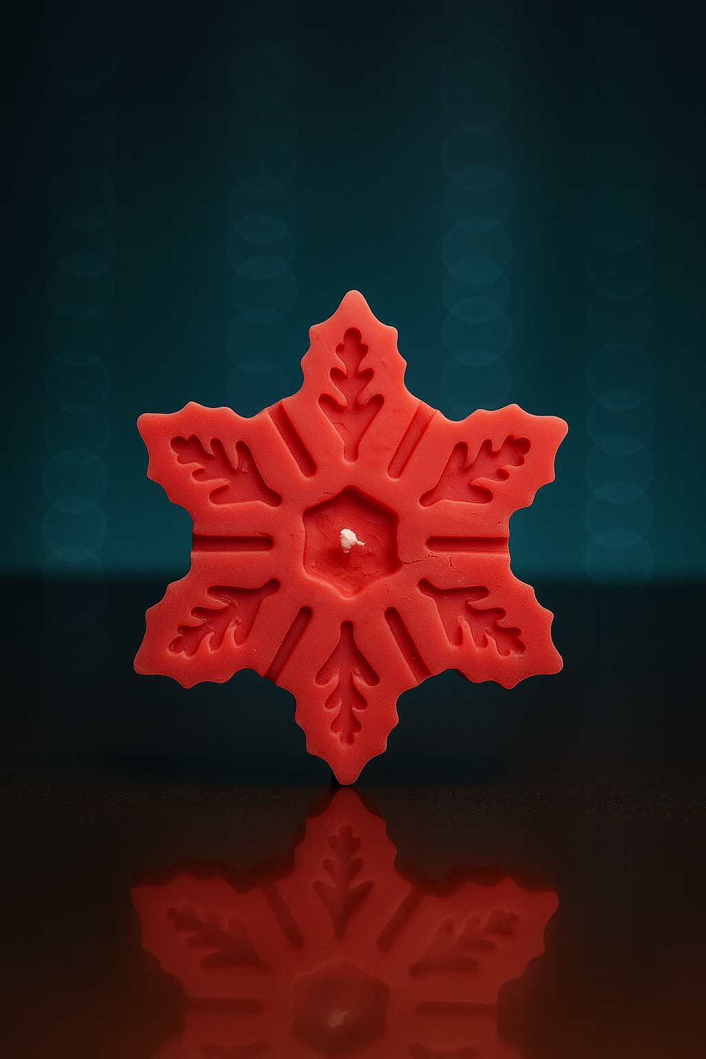 Snowflake Red Candle