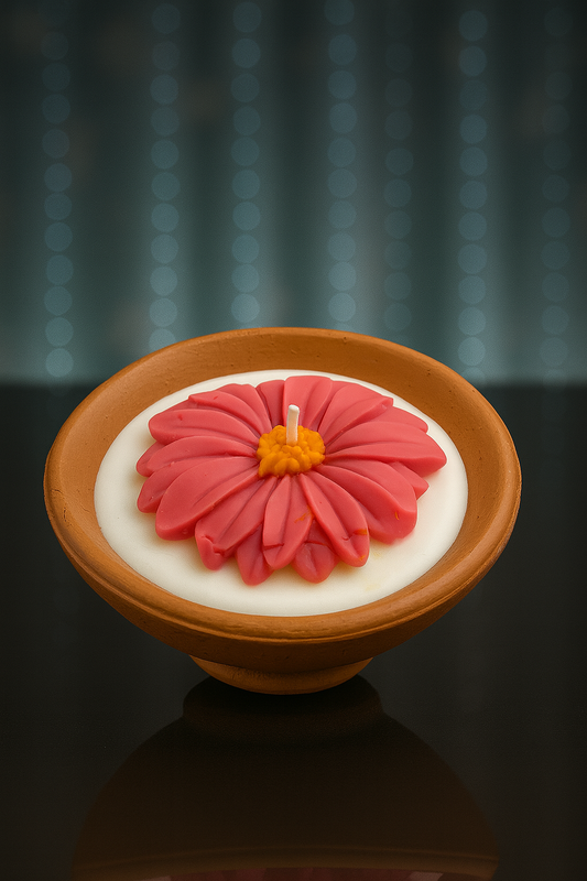 Clay Bowl Flower Candle