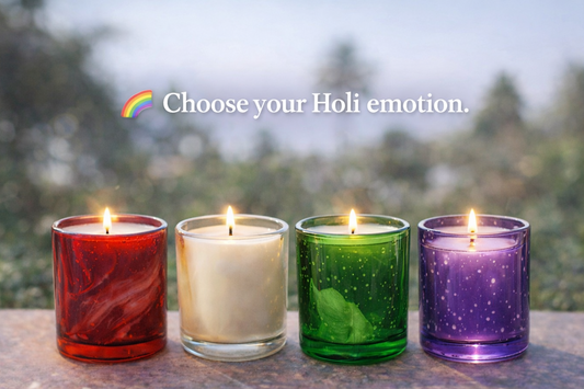 ✨ Light your emotion with CandleHaus.  
Celebrate colour, calm, and connection with our Limited Edition Holi Emotions Collection — a handcrafted soy wax candle set inspired by festive moods and meaningful gifting. Designed to bring warmth, fragrance, and emotion into your space this Holi.