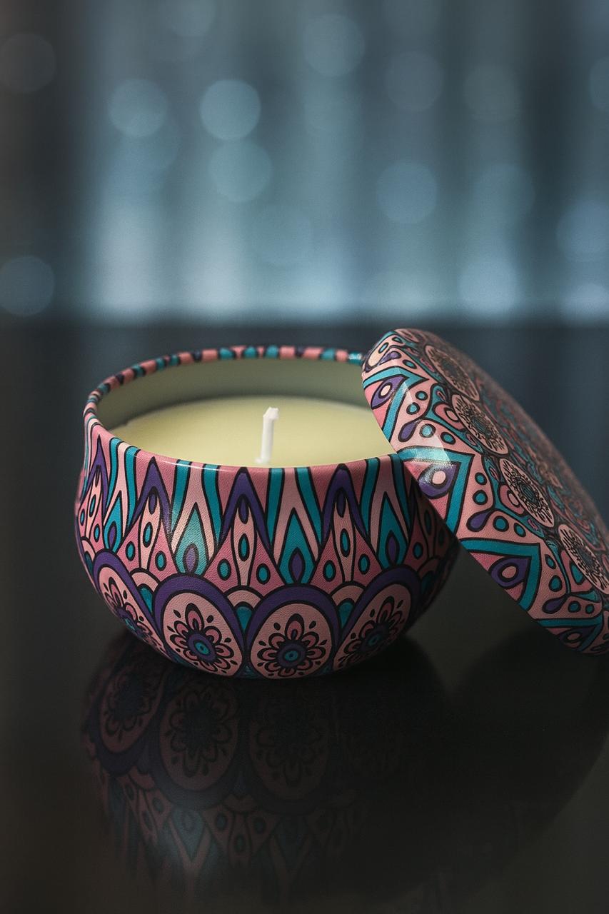 Mandala Tin Candle